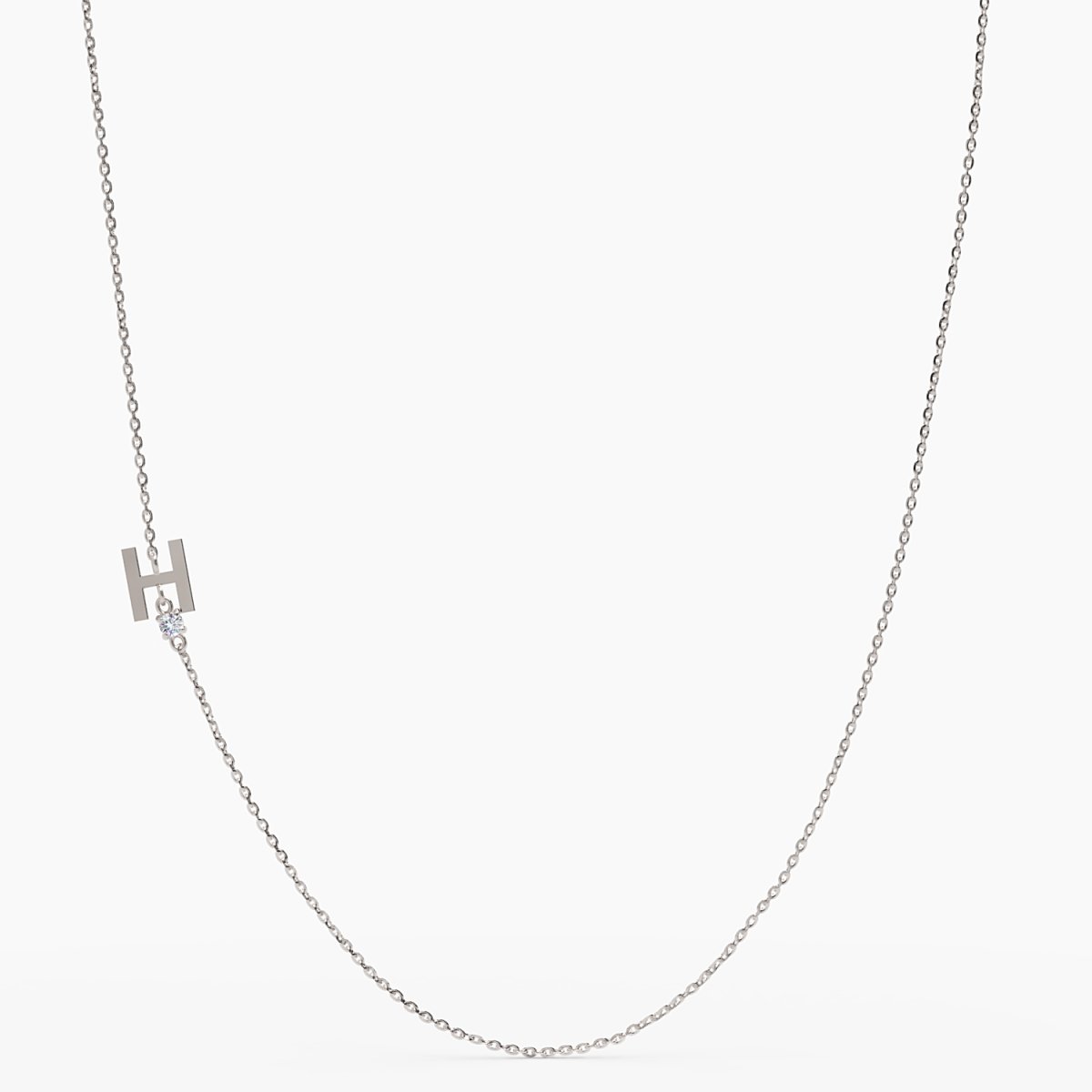 Sideways Initial H Necklace with Diamond - Narcissus