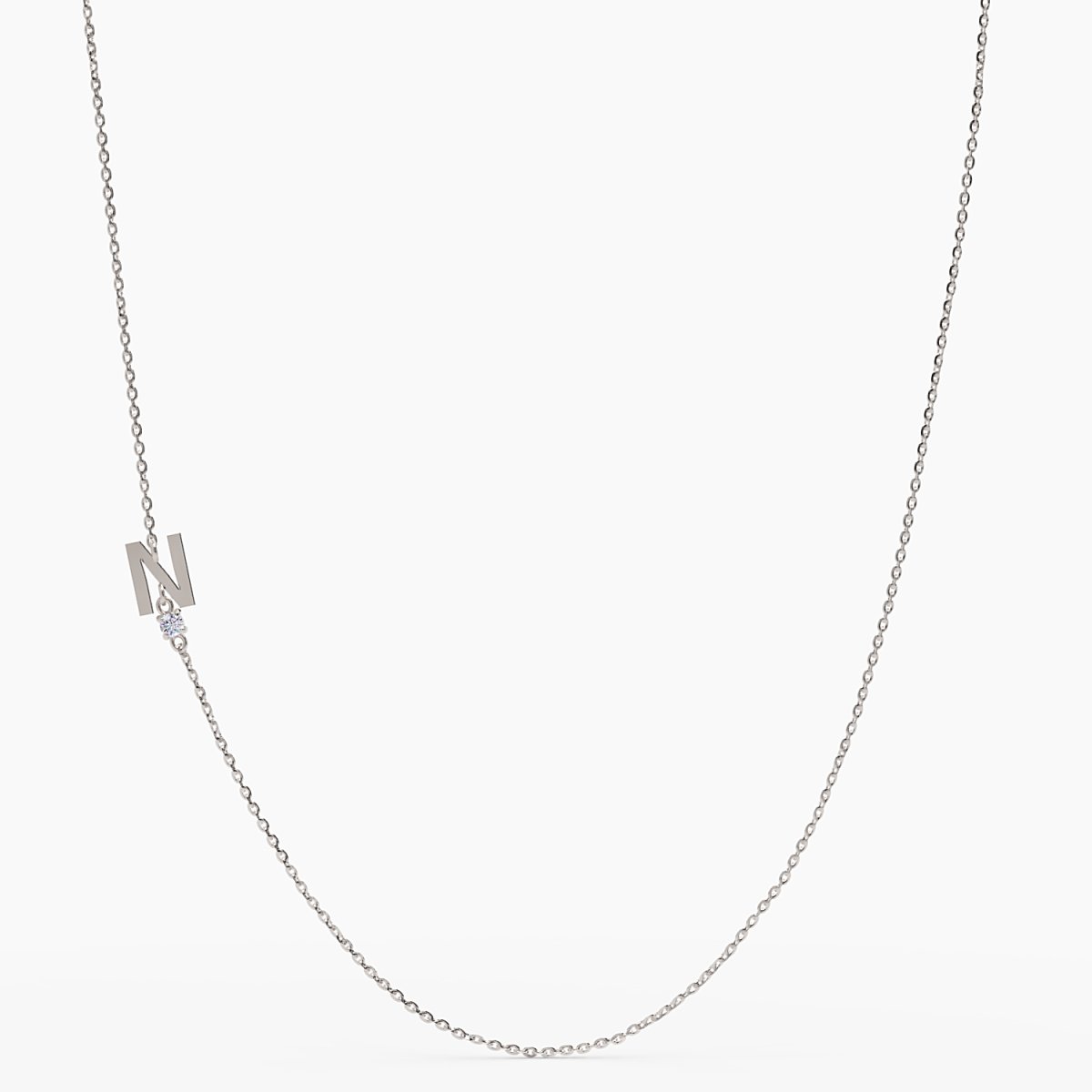 Sideways Initial N Necklace with Diamond - Narcissus