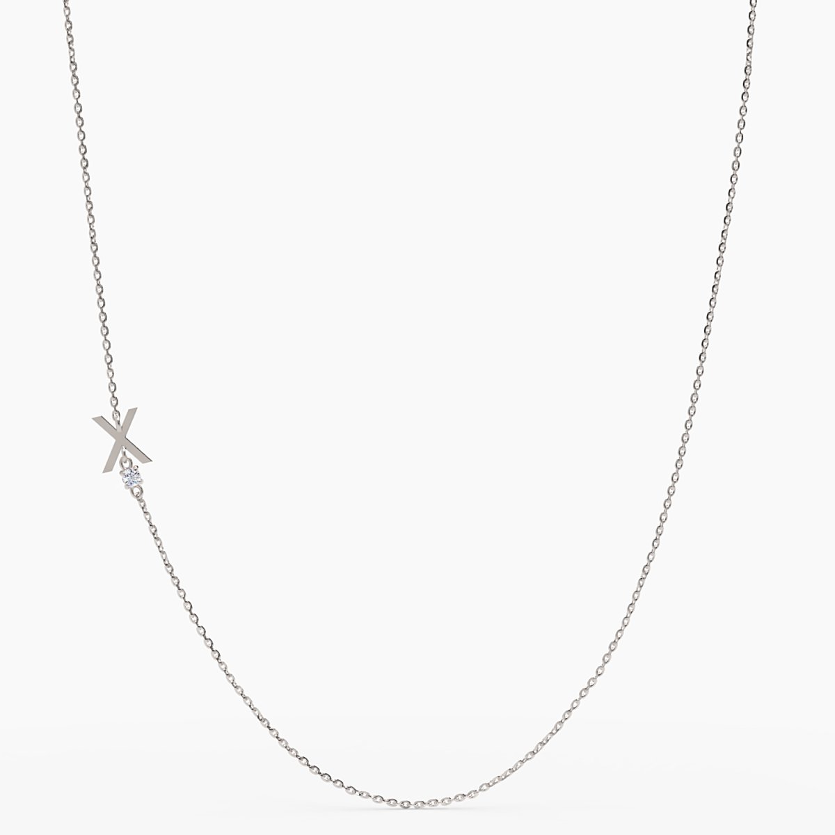 Sideways Initial X Necklace with Diamond - Narcissus