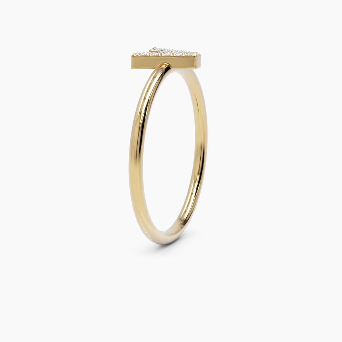 Diamond Initial V Ring - Narcissus
