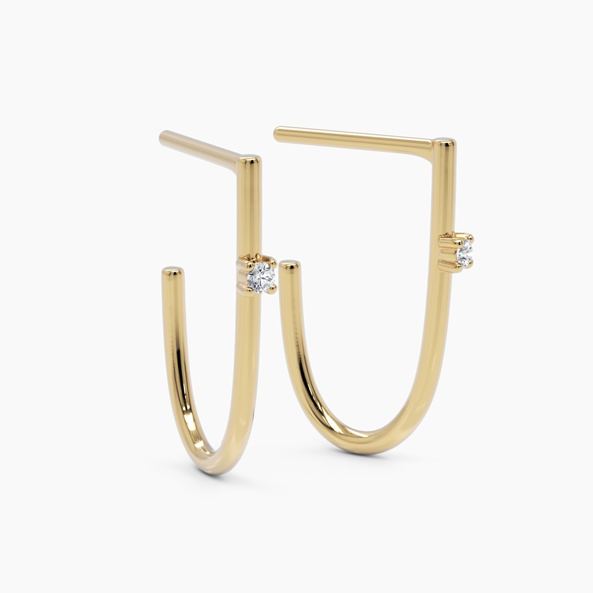 Long Hoop Earrings with Diamond - Narcissus