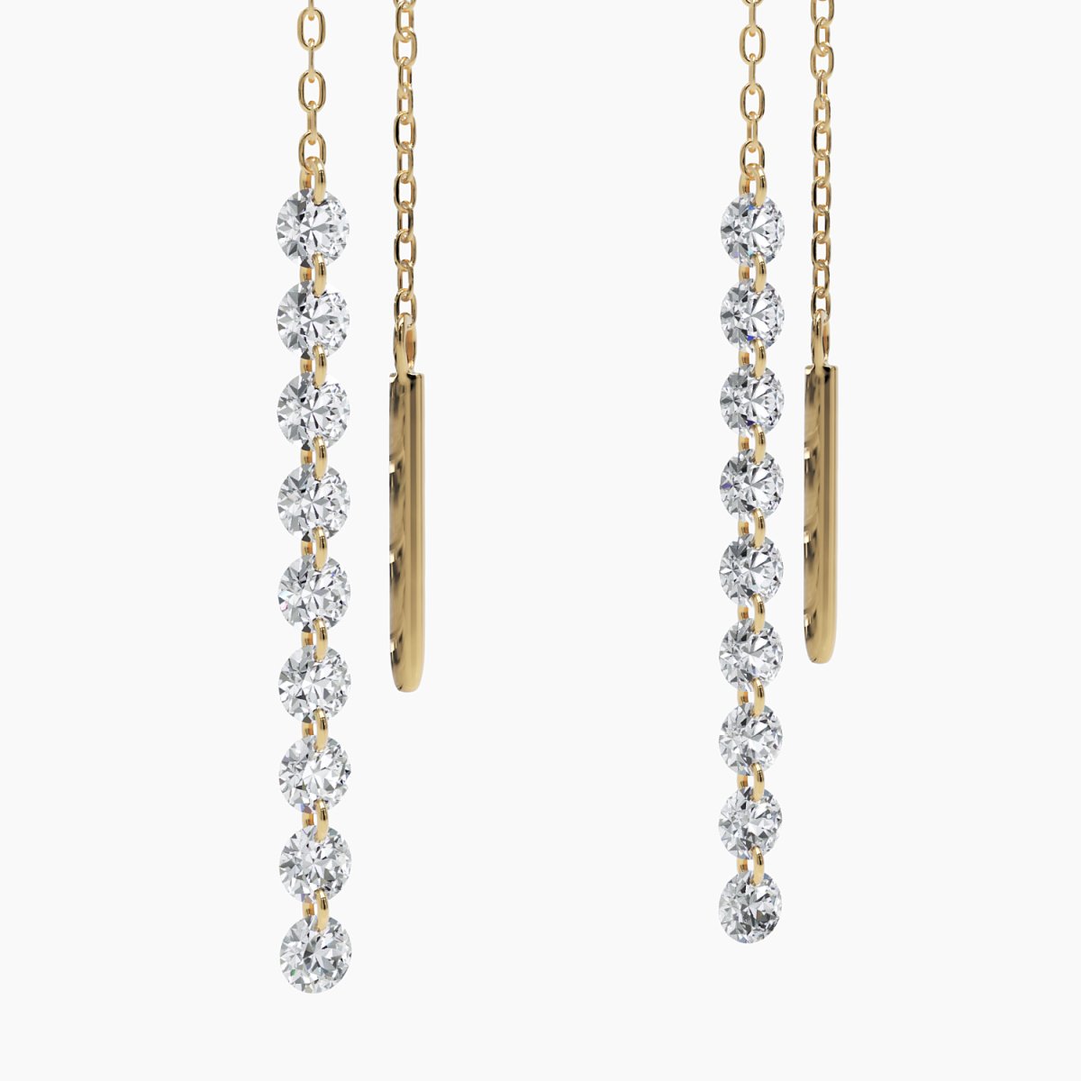 Nude Diamond Threader Earrings - Narcissus