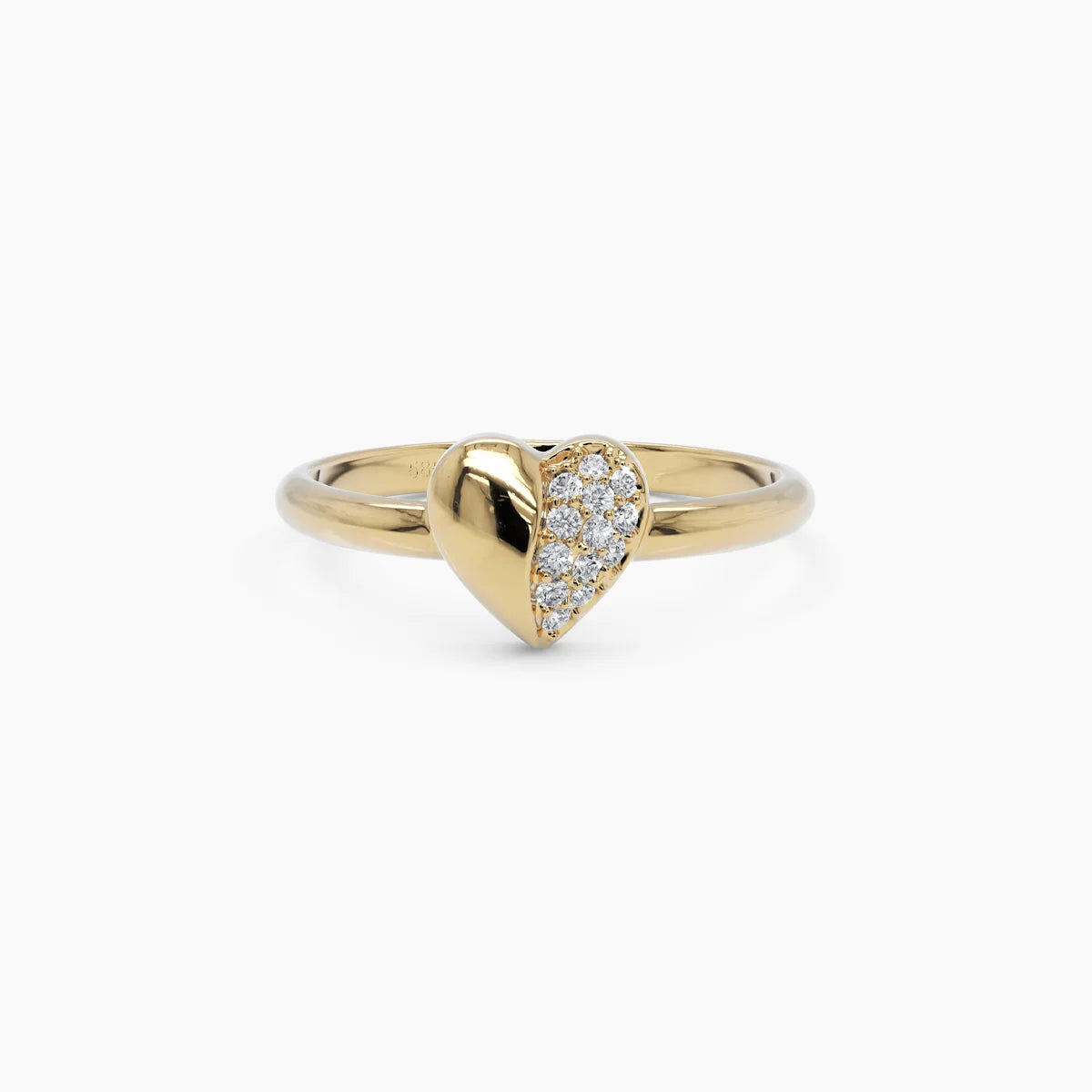 Diamant-Puffy-Herzring in Gelbgold
