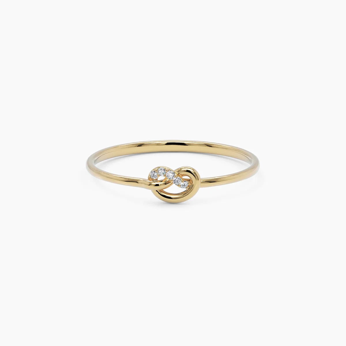 Dainty Knot Ring With Diamonds - Rose Gold