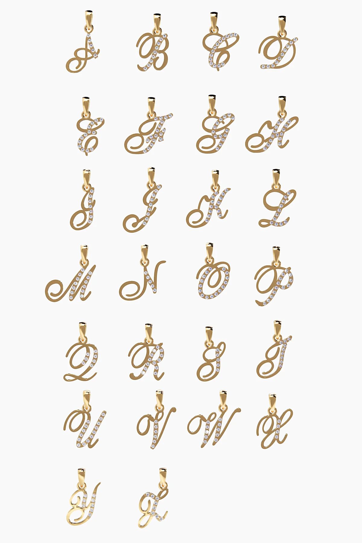 Poetry Initial Letter Necklace in Yellow Gold