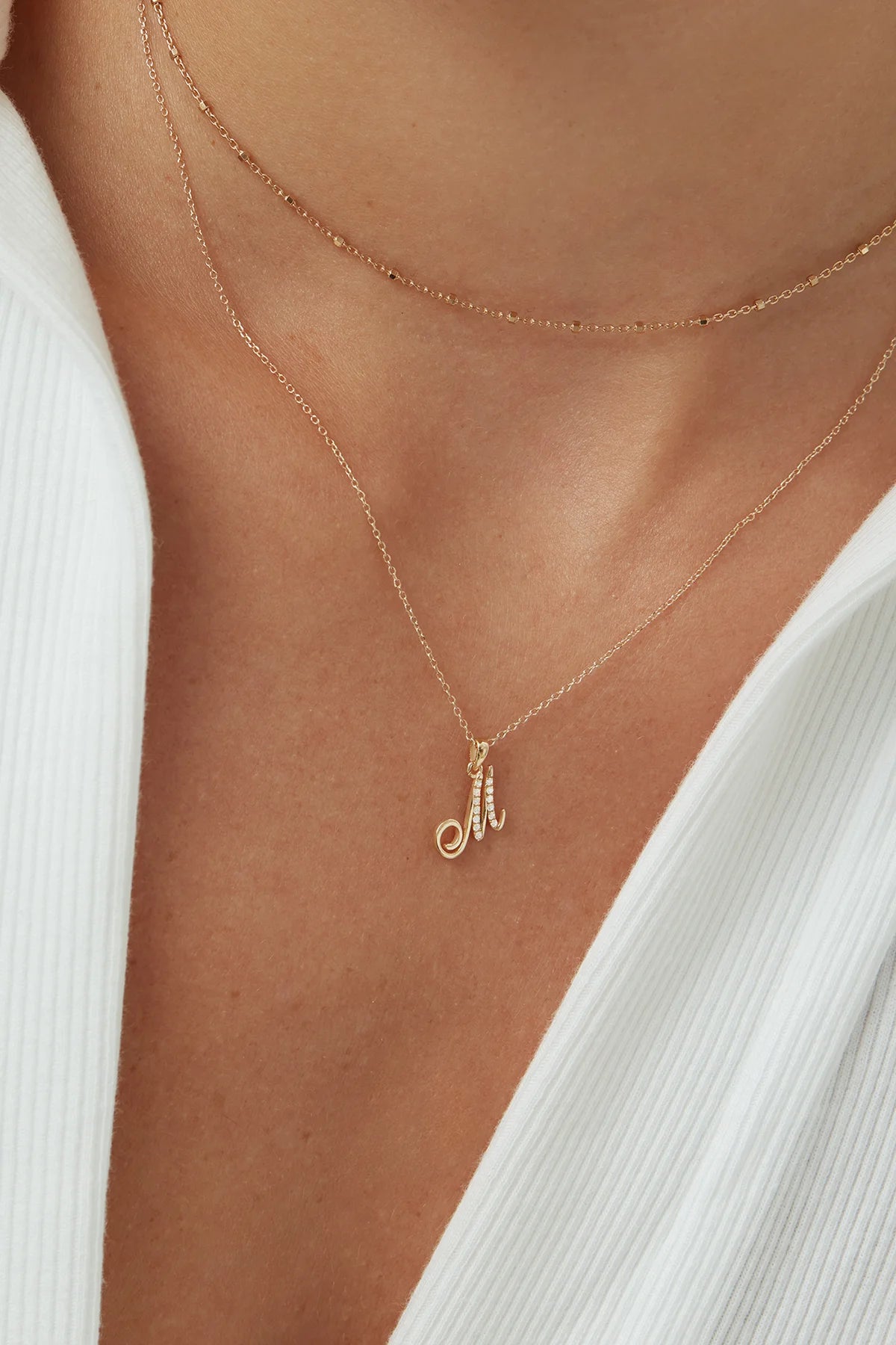 Poetry Initial Letter Necklace in Yellow Gold