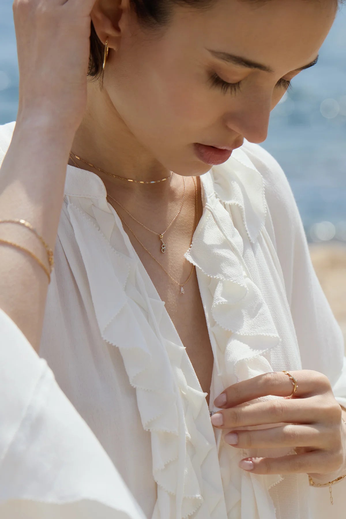 Poetry Initial Letter Necklace in Yellow Gold