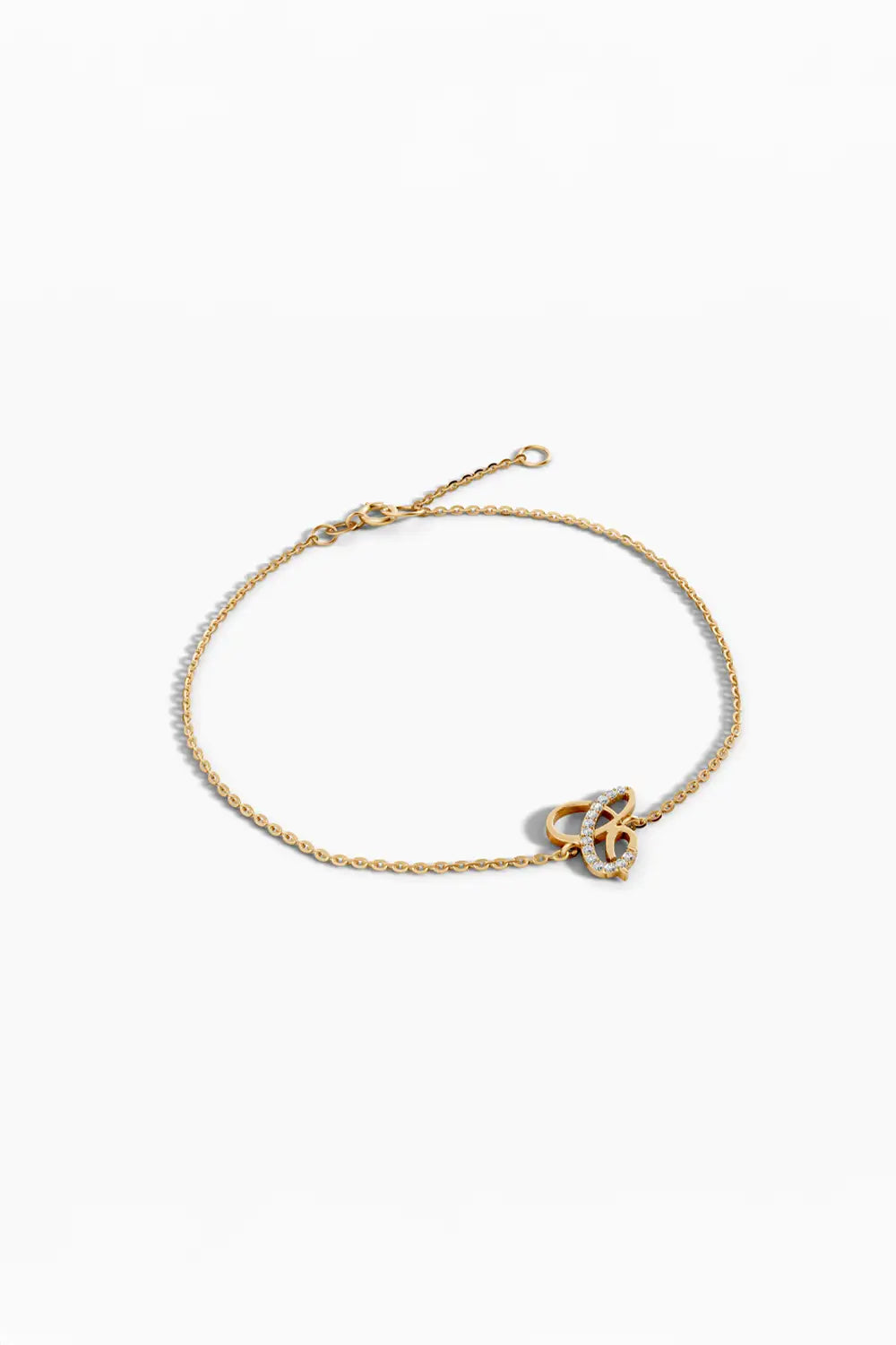 Poetry Initial Letter Bracelet in Yellow Gold
