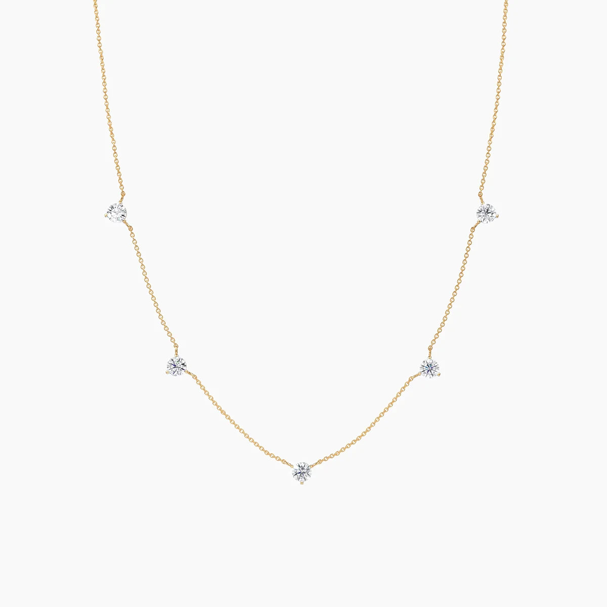 Diamond & 18k White Gold Small Floating Station Necklace