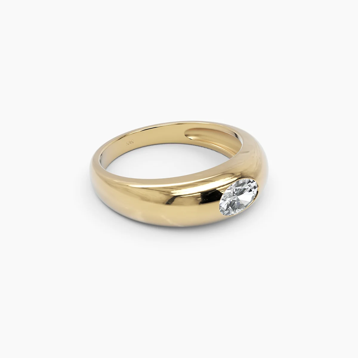 Oval Diamond Dome Band Ring