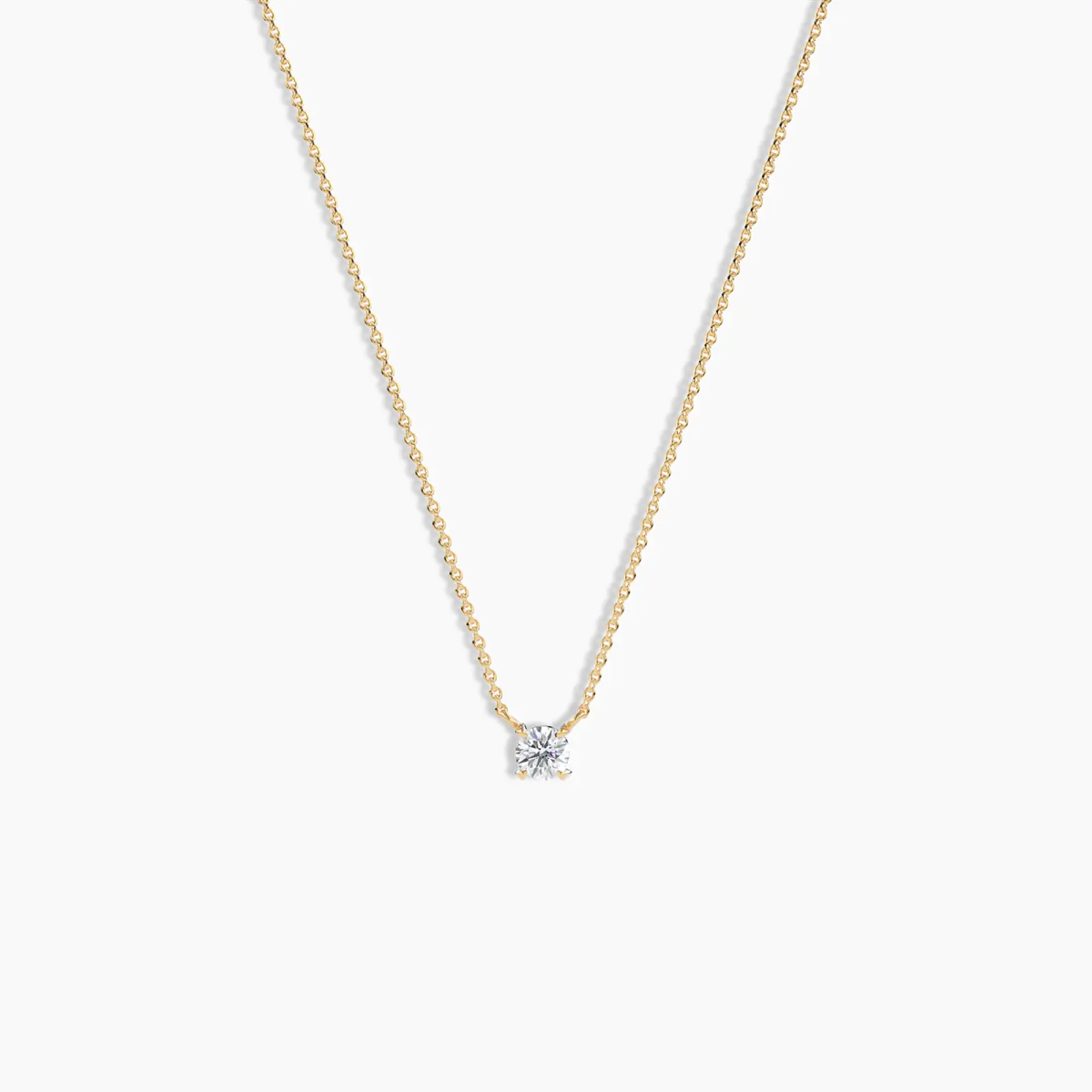 Single Diamond Solitaire Necklace in Yellow Gold Front View - Enea