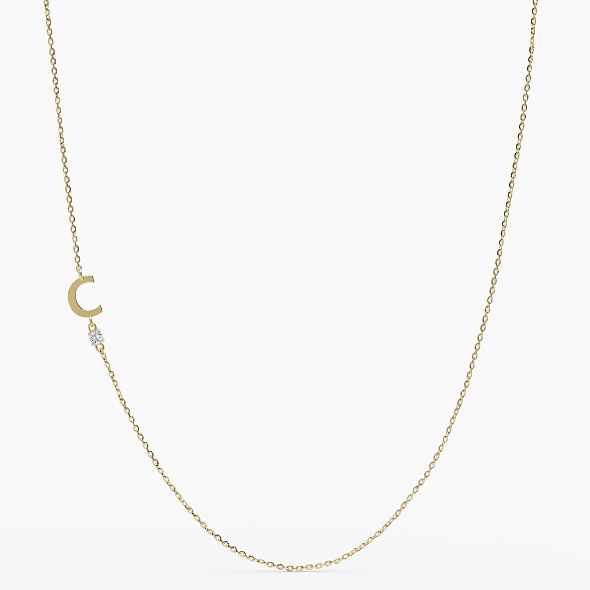 Sideways Initial C Necklace with Diamond - Narcissus