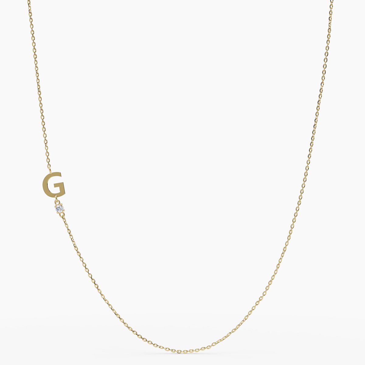 Sideways Initial G Necklace with Diamond - Narcissus