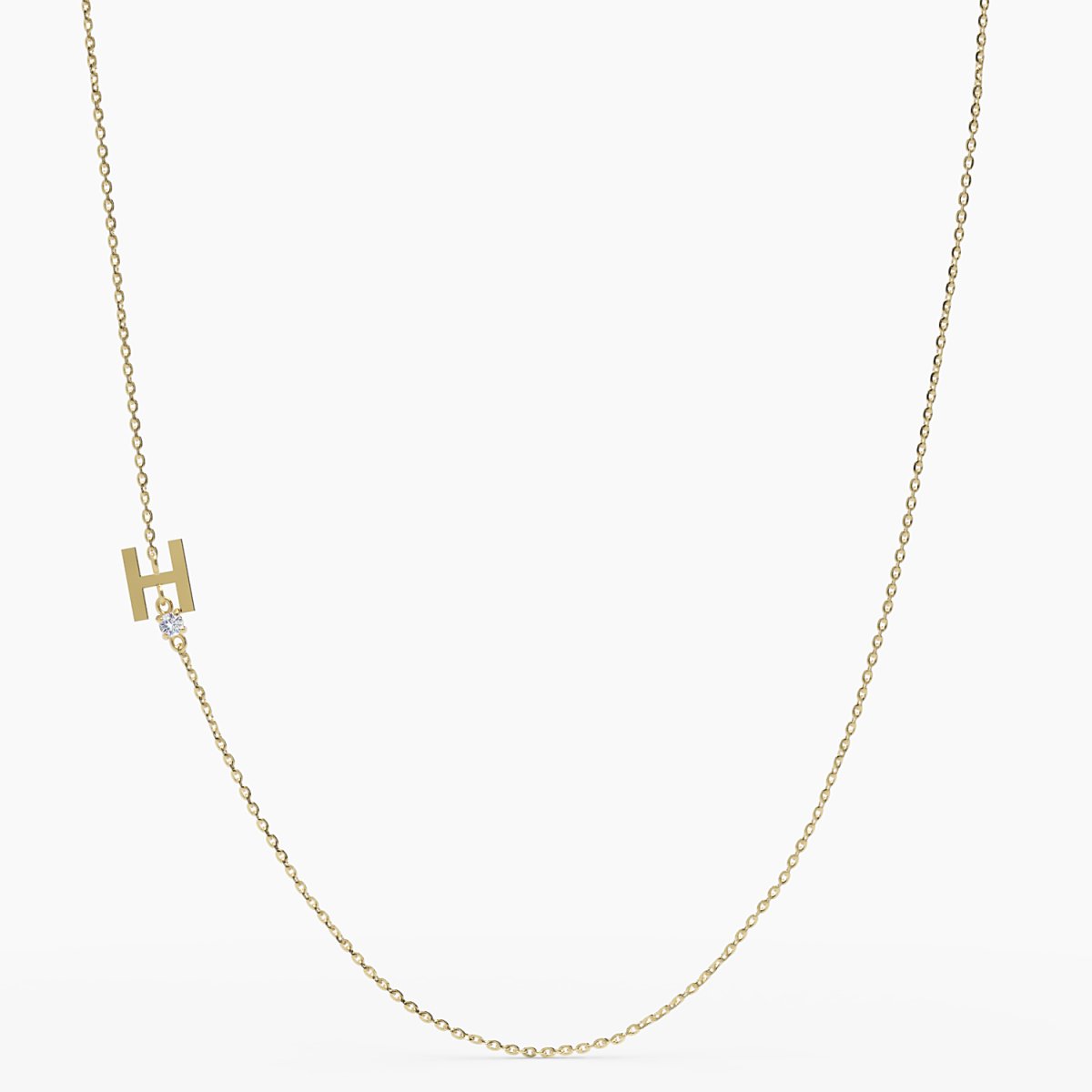 Sideways Initial H Necklace with Diamond - Narcissus