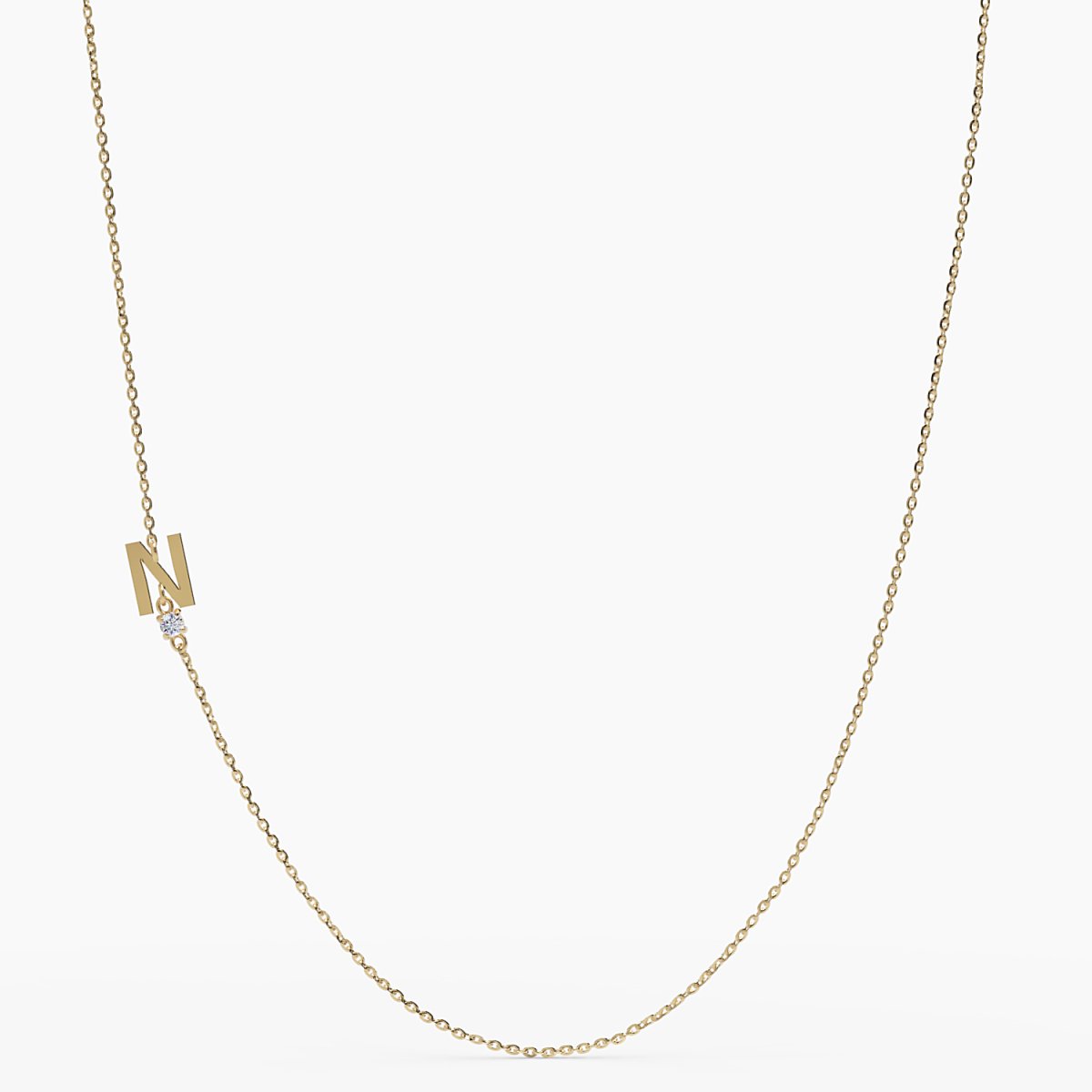 Sideways Initial N Necklace with Diamond - Narcissus