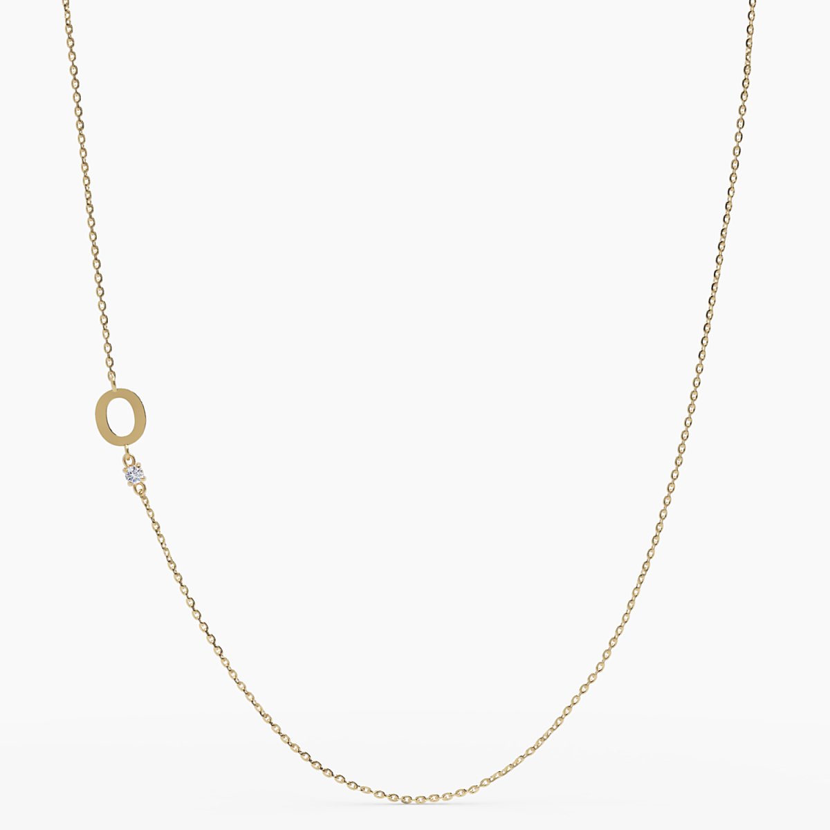 Sideways Initial O Necklace with Diamond - Narcissus