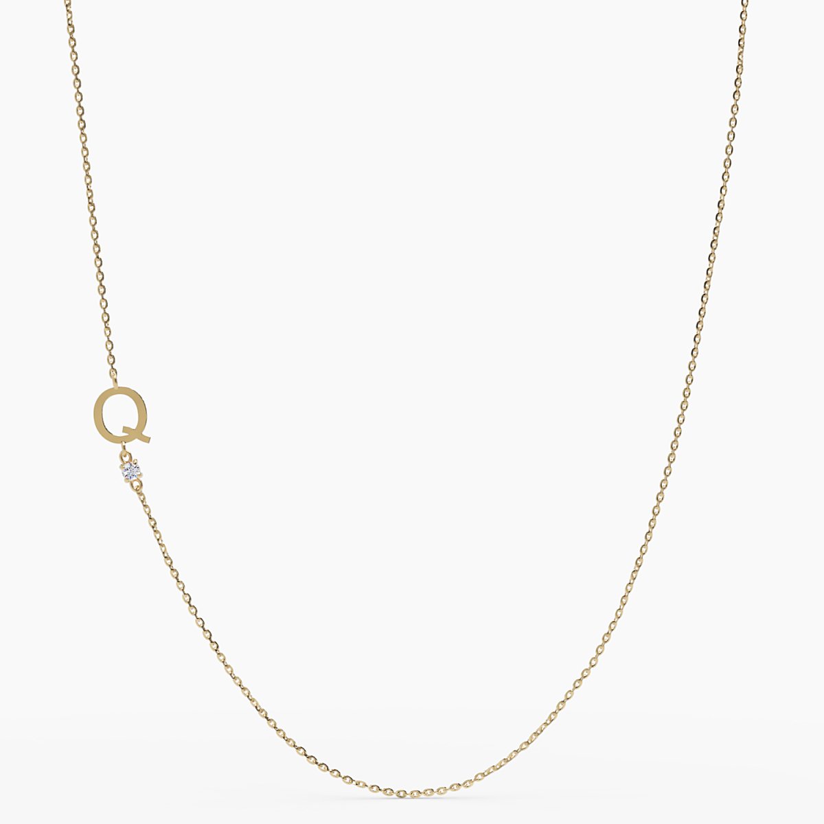Sideways Initial Q Necklace with Diamond - Narcissus