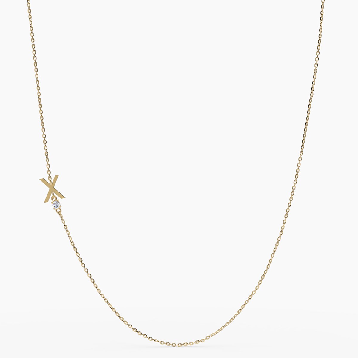 Sideways Initial X Necklace with Diamond - Narcissus