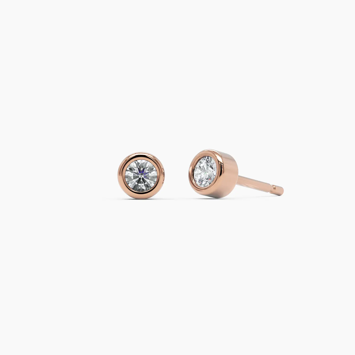 Diamond Bezel Studs in White Gold - Narcissus