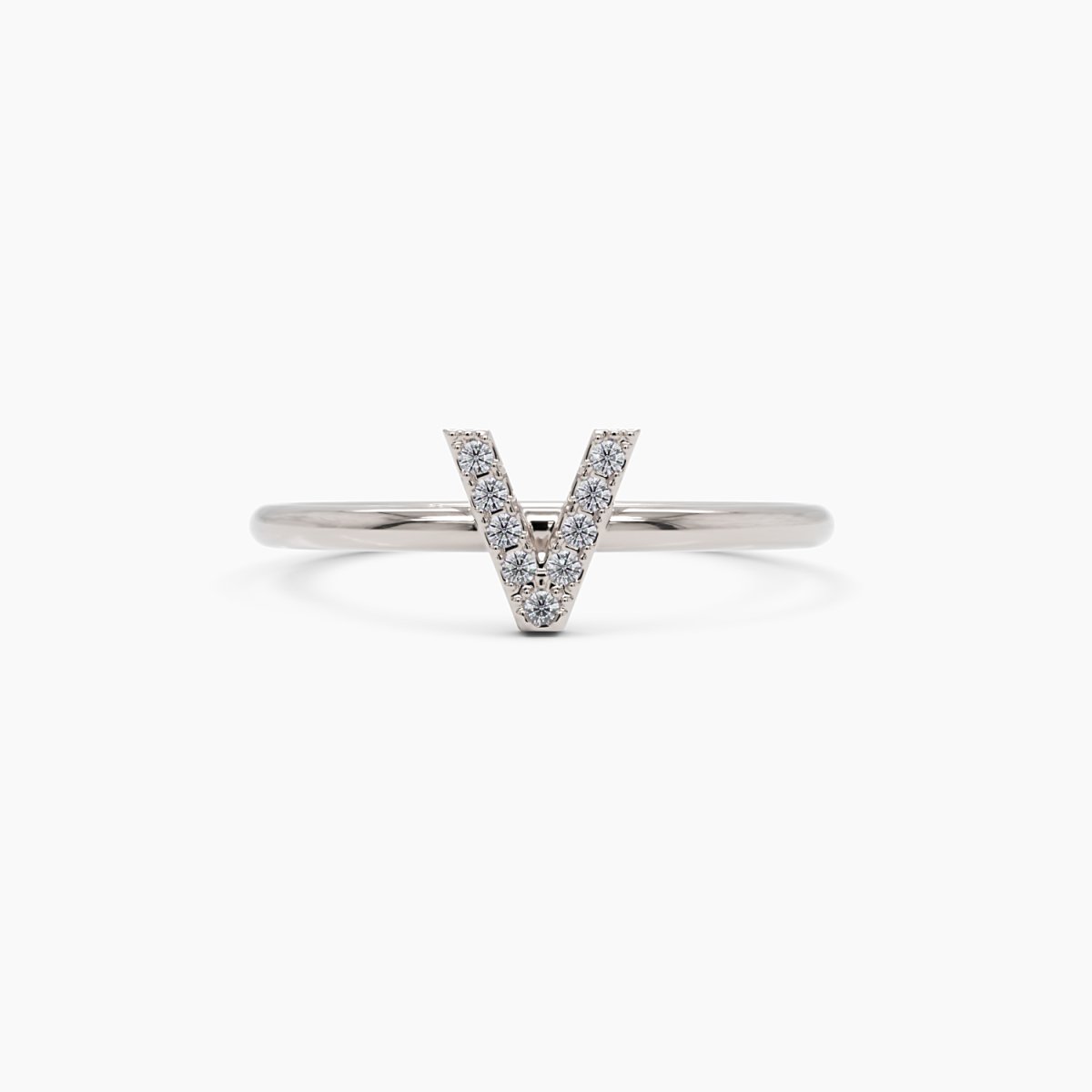 Diamond Initial V Ring - Narcissus