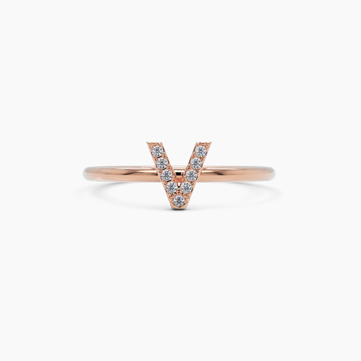 Diamond Initial V Ring - Narcissus