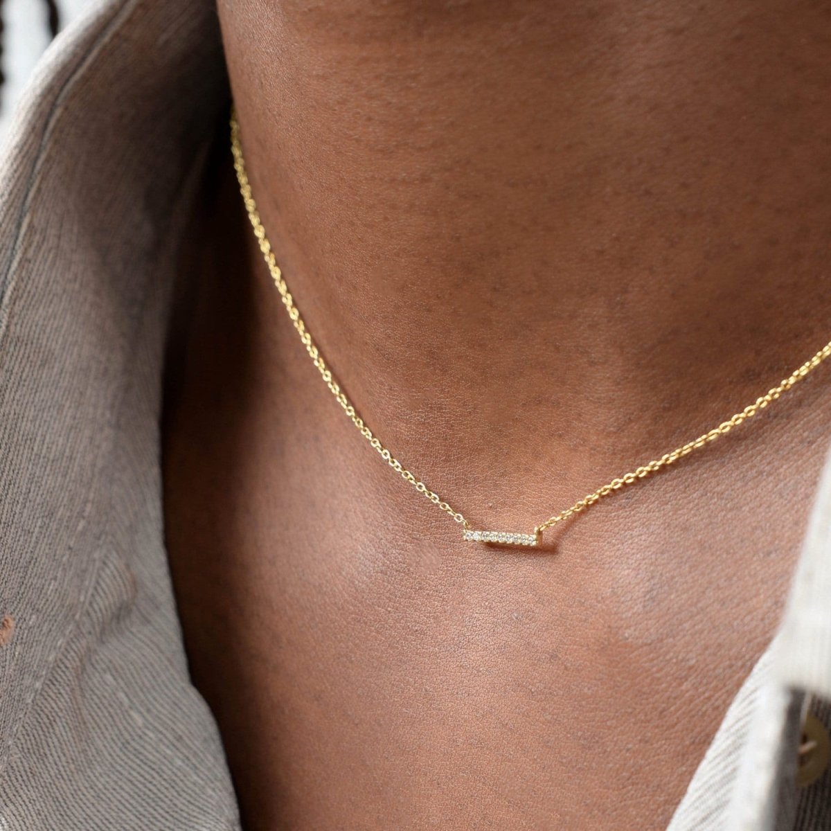 Mini Diamond Bar Necklace - Narcissus