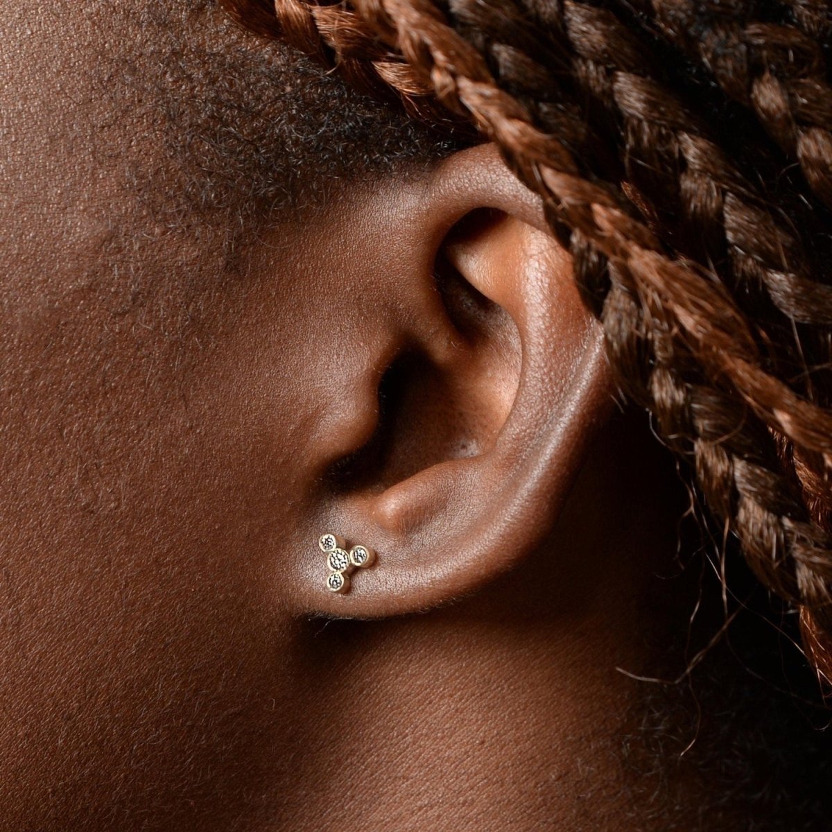 Four Diamond Stud Earrings - Narcissus