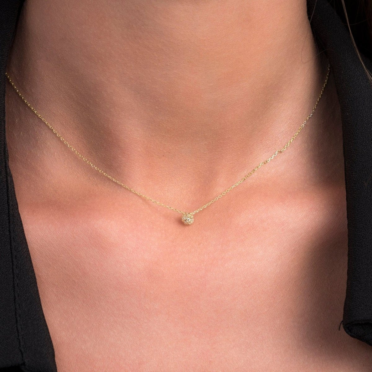 Pavé Diamond Ball Necklace - Narcissus