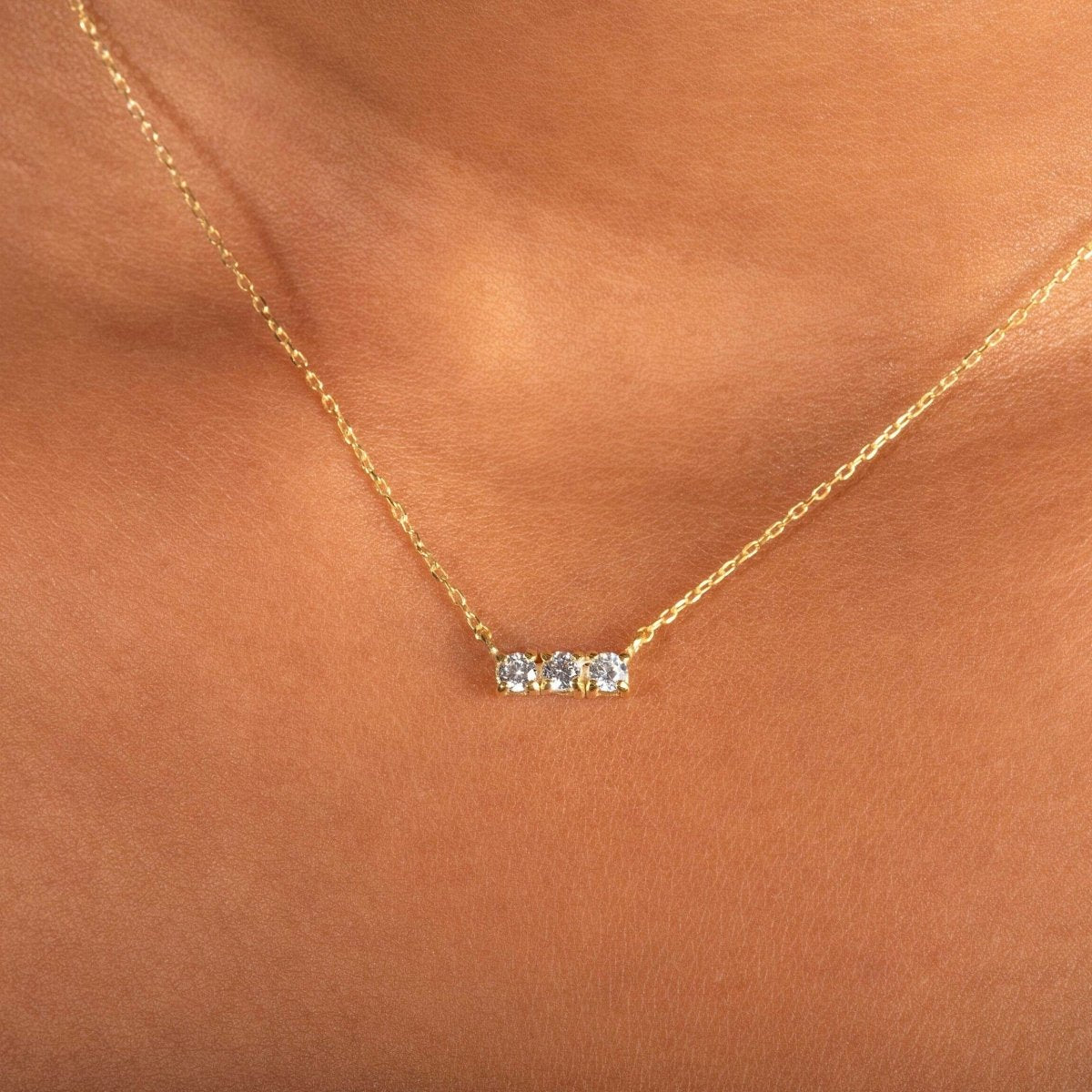 Trio Stone Diamond Necklace - Narcissus