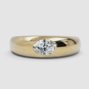 Oval Diamond Dome Band Ring