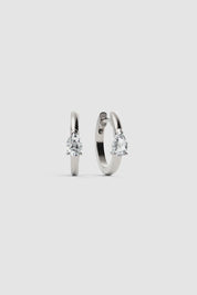 Pear Diamond Huggie Hoops - White Gold