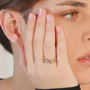 Oval Diamond Dome Band Ring