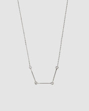 360 video of the Iris Necklace in 14k white gold, featuring three polished bars connected with rounded loops.