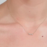 Three Diamond Bezel Necklace