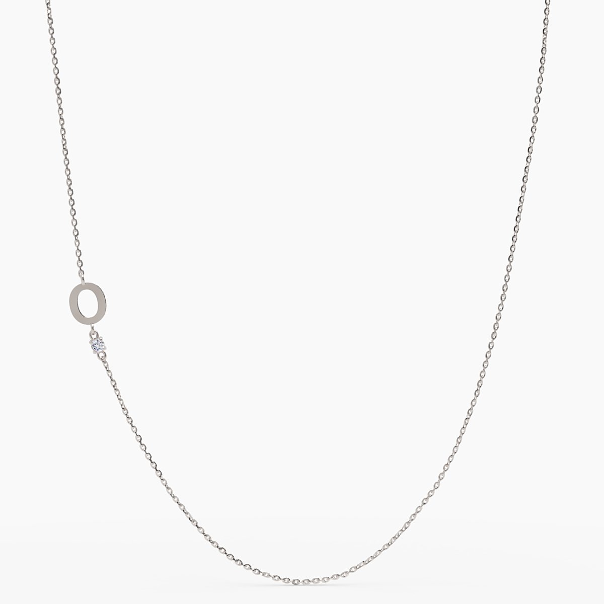 Sideways Initial O Necklace with Diamond - Narcissus