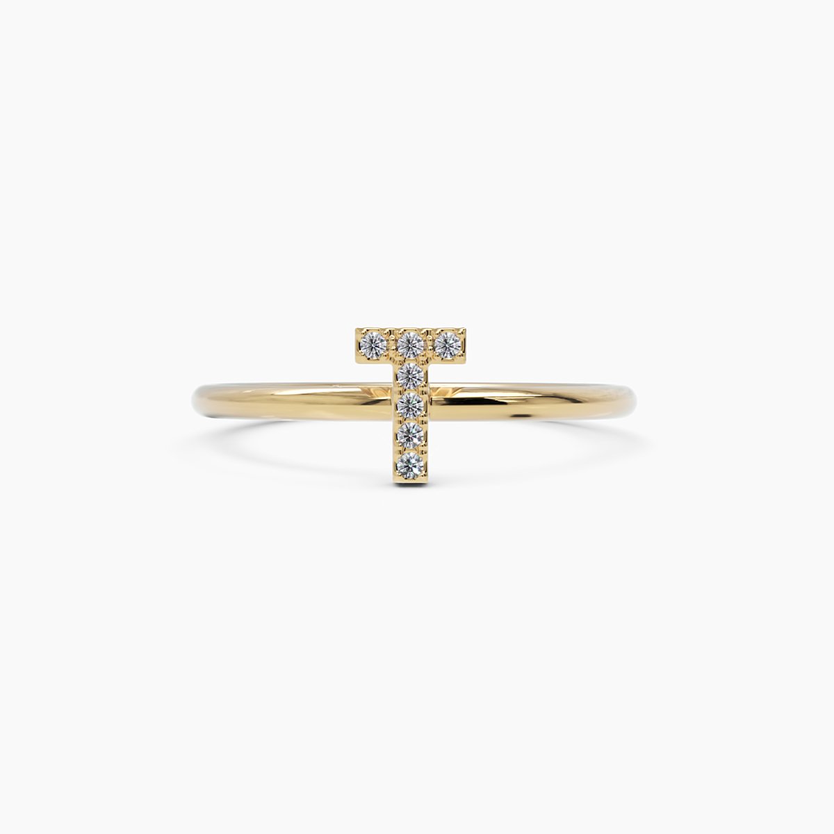 Diamond Initial T Ring - Narcissus