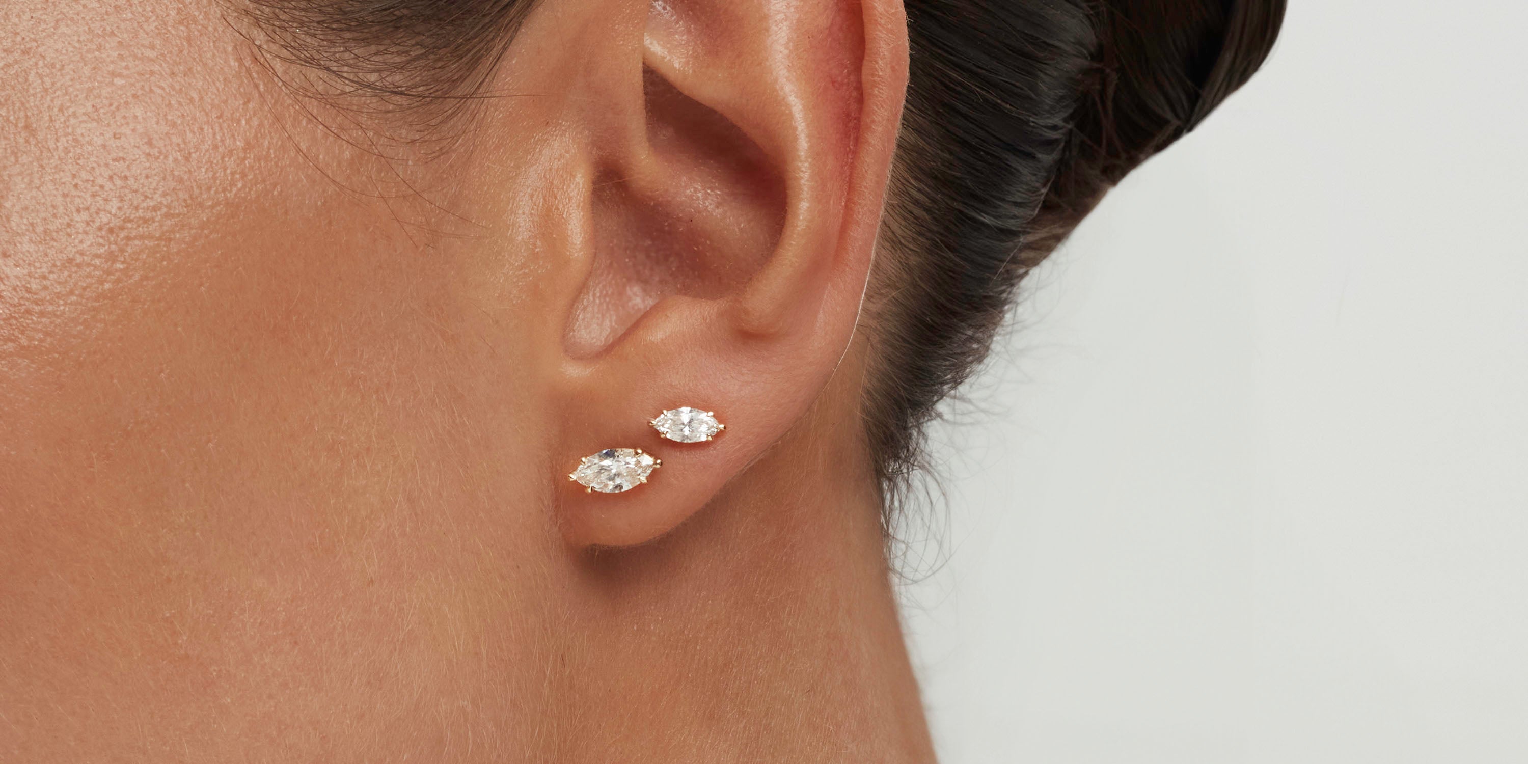 Solid 14k gold stud earrings collection handcrafted in Athens by ENEA Studio