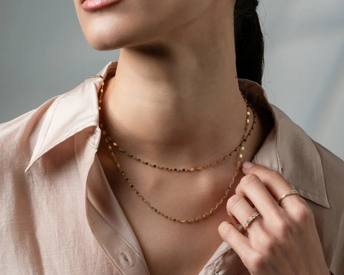 Solid 14k gold marine link chain necklace handcrafted in Athens by ENEA Studio