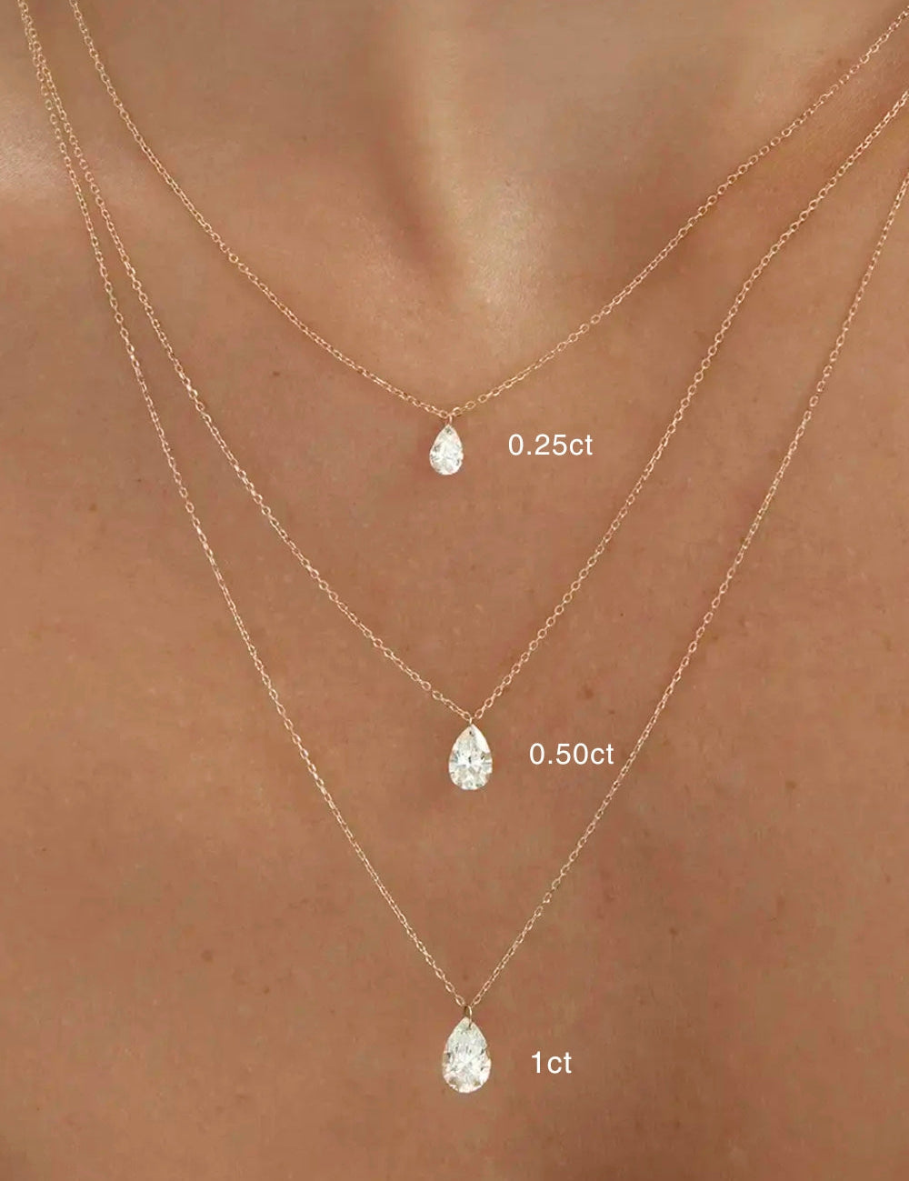 14k yellow gold dainty pear nude diamond solitaire necklace by ENEA Studio