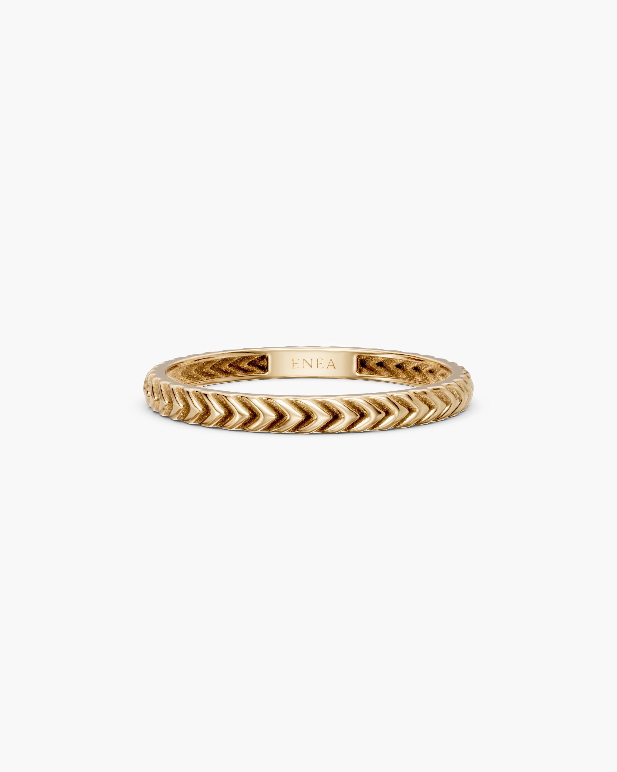 Lefkandi Chevron Ring in 14k yellow gold, Signature 2.0mm width, front view, ENEA Studio