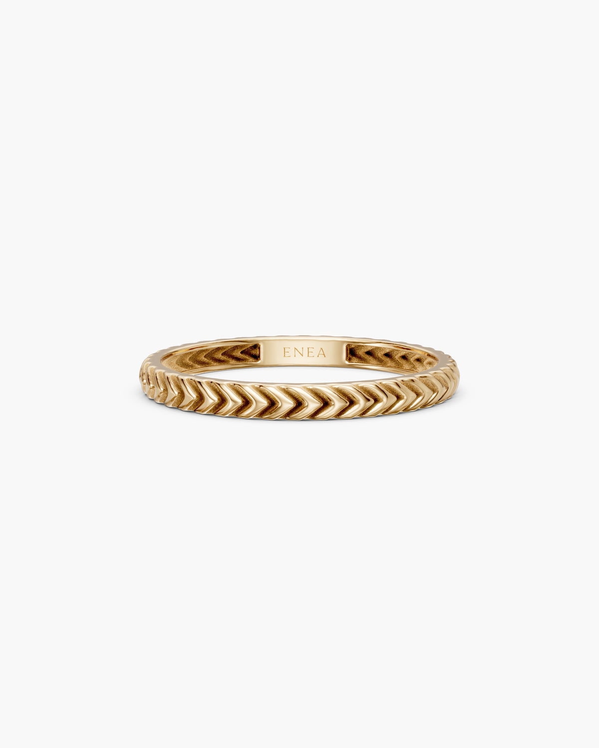 Lefkandi Chevron Ring in 14k yellow gold, Signature 2.0mm width, front view, ENEA Studio