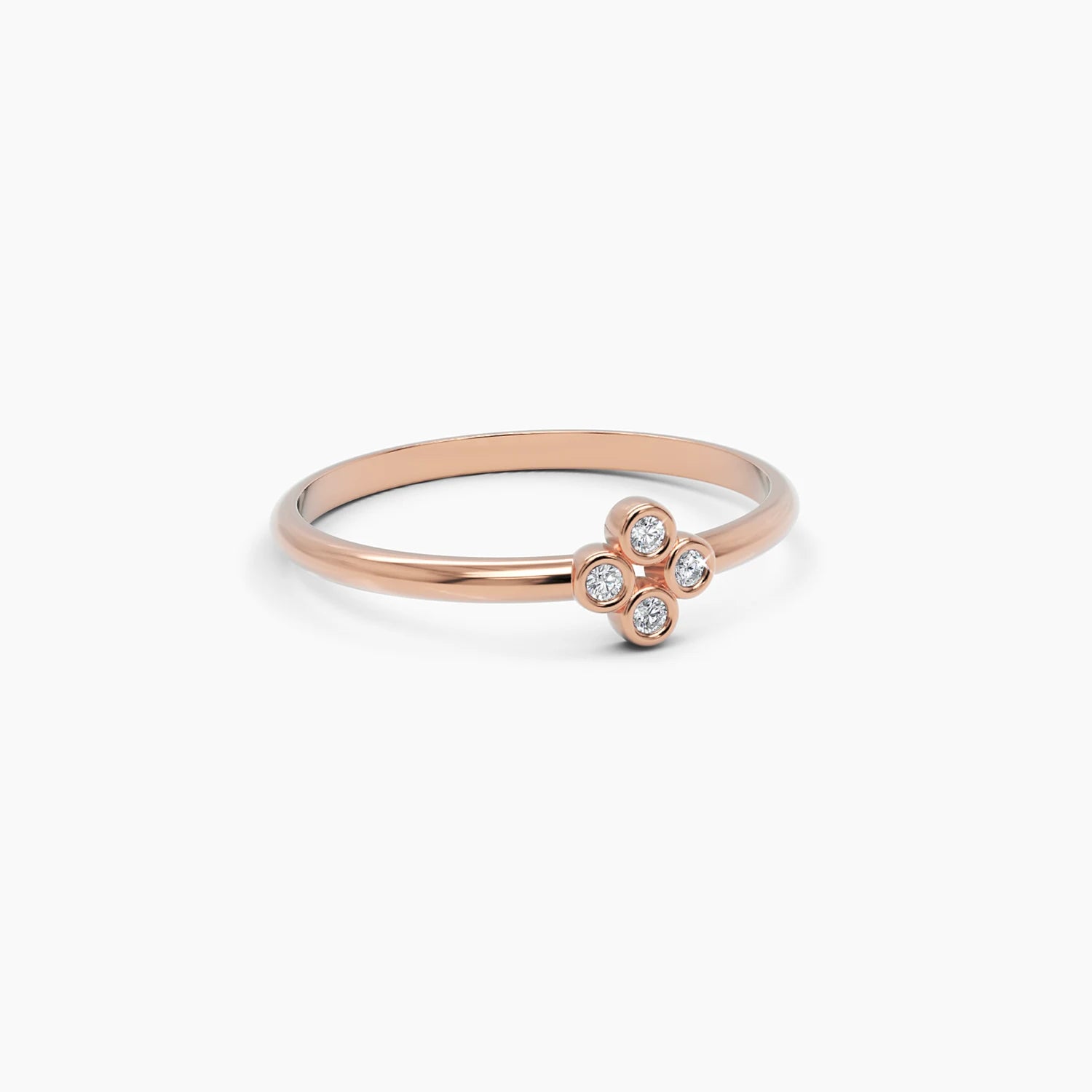 Kleeblatt-Diamantring in Roségold