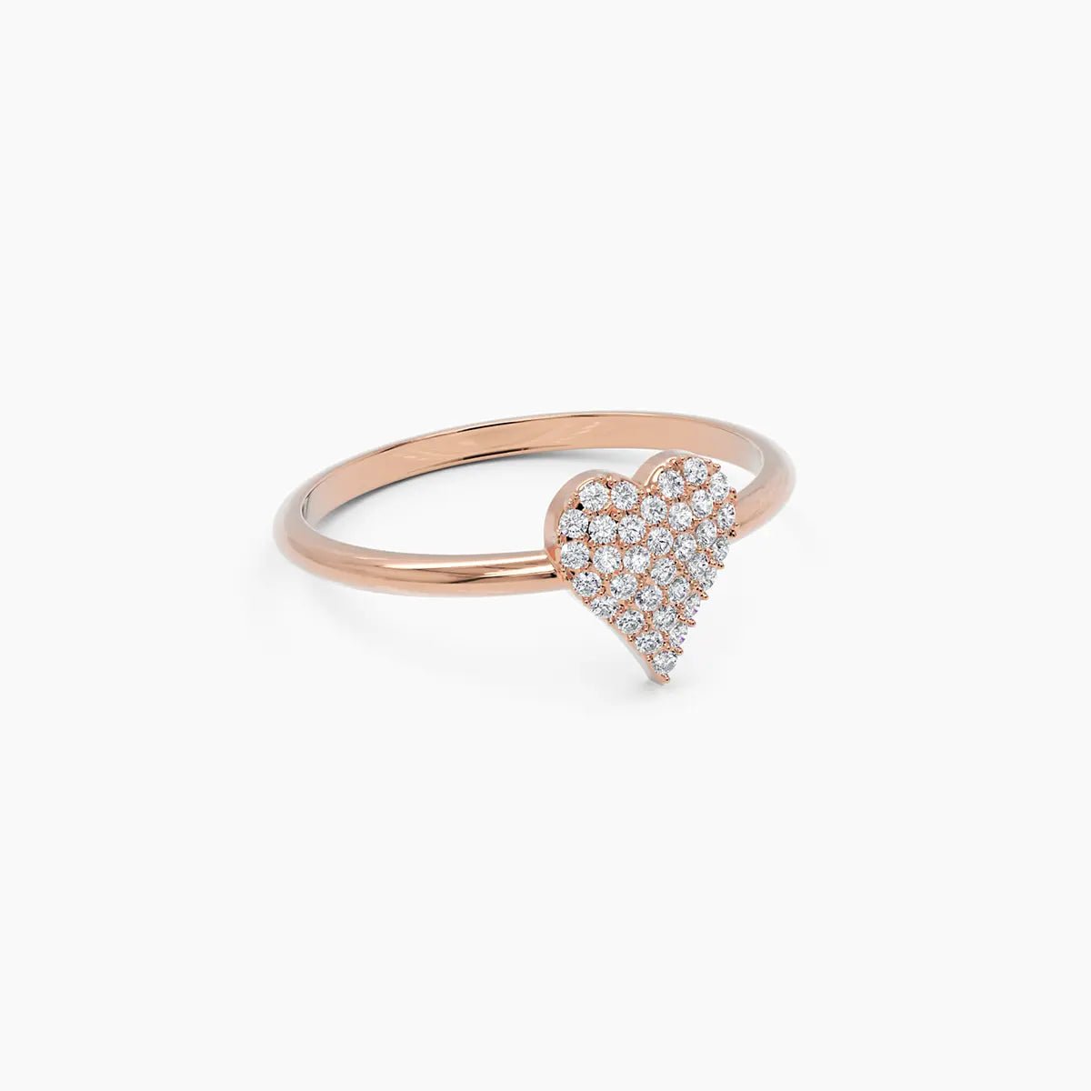 Diamond Pavé Heart Ring in Yellow Gold - Narcissus