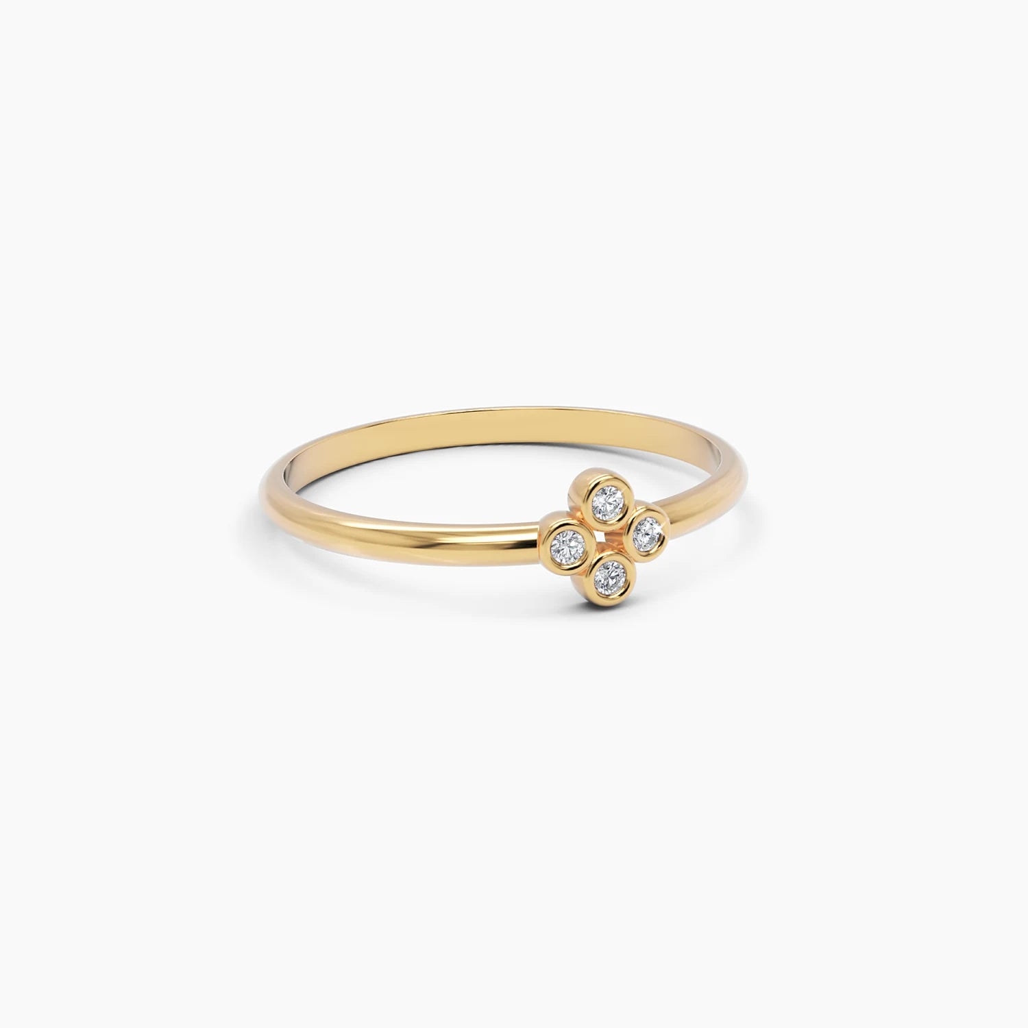 Clover Flower Diamond Ring in White Gold