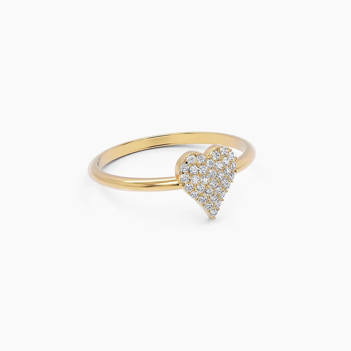 Diamond Pavé Heart Ring in Yellow Gold - Narcissus