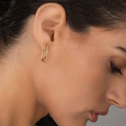 Long Hoop Earrings with Diamond - Narcissus