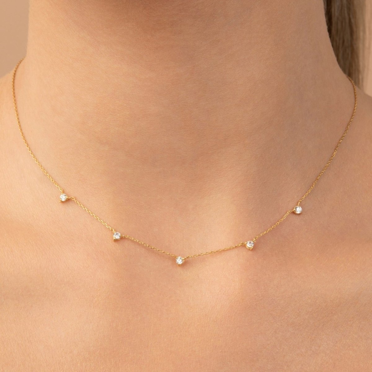 Gold Diamond Station Necklace I - Narcissus