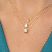 Princess Cut Diamond Solitaire Necklace - Narcissus