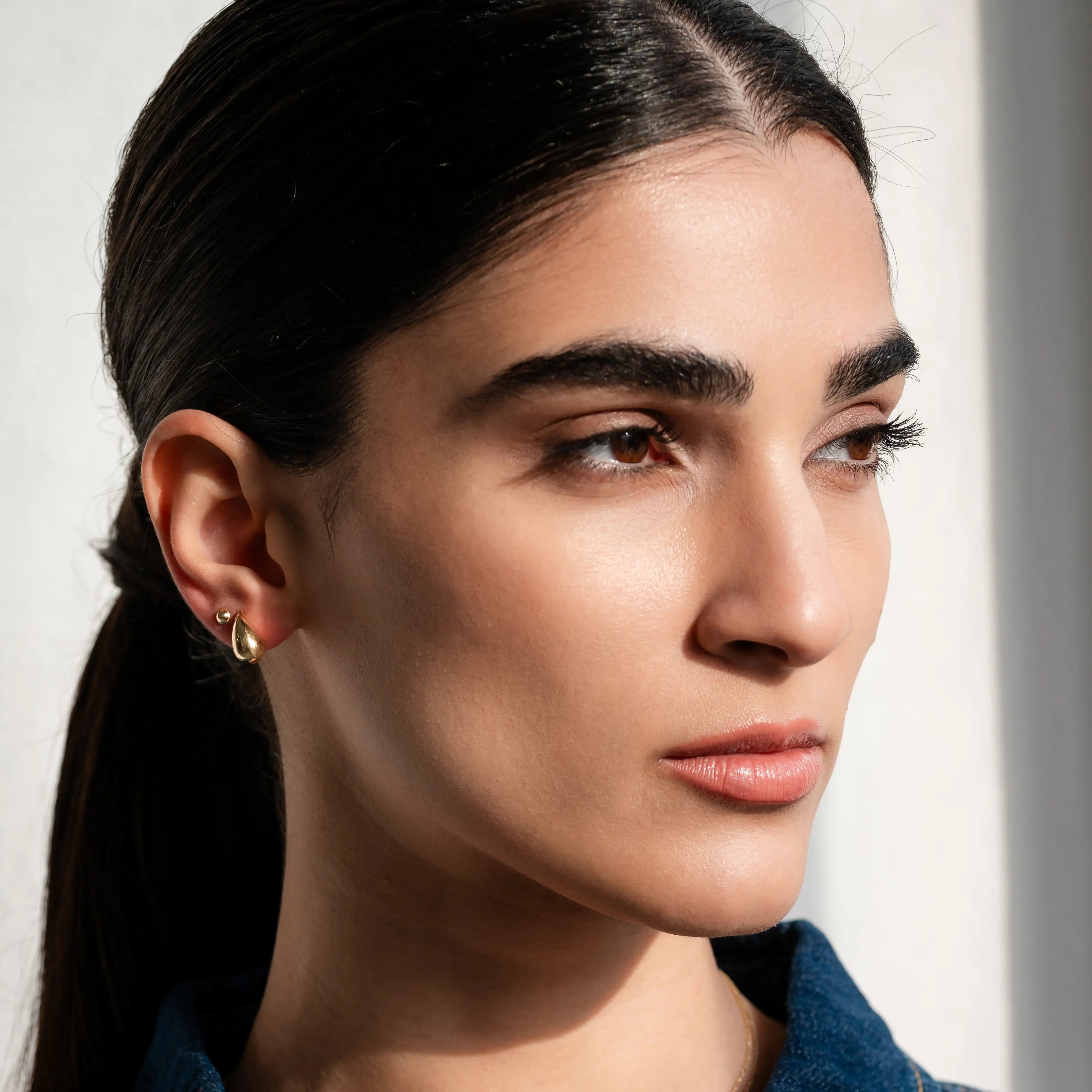 Puffy Teardrop Stud Earrings (pair) - Narcissus