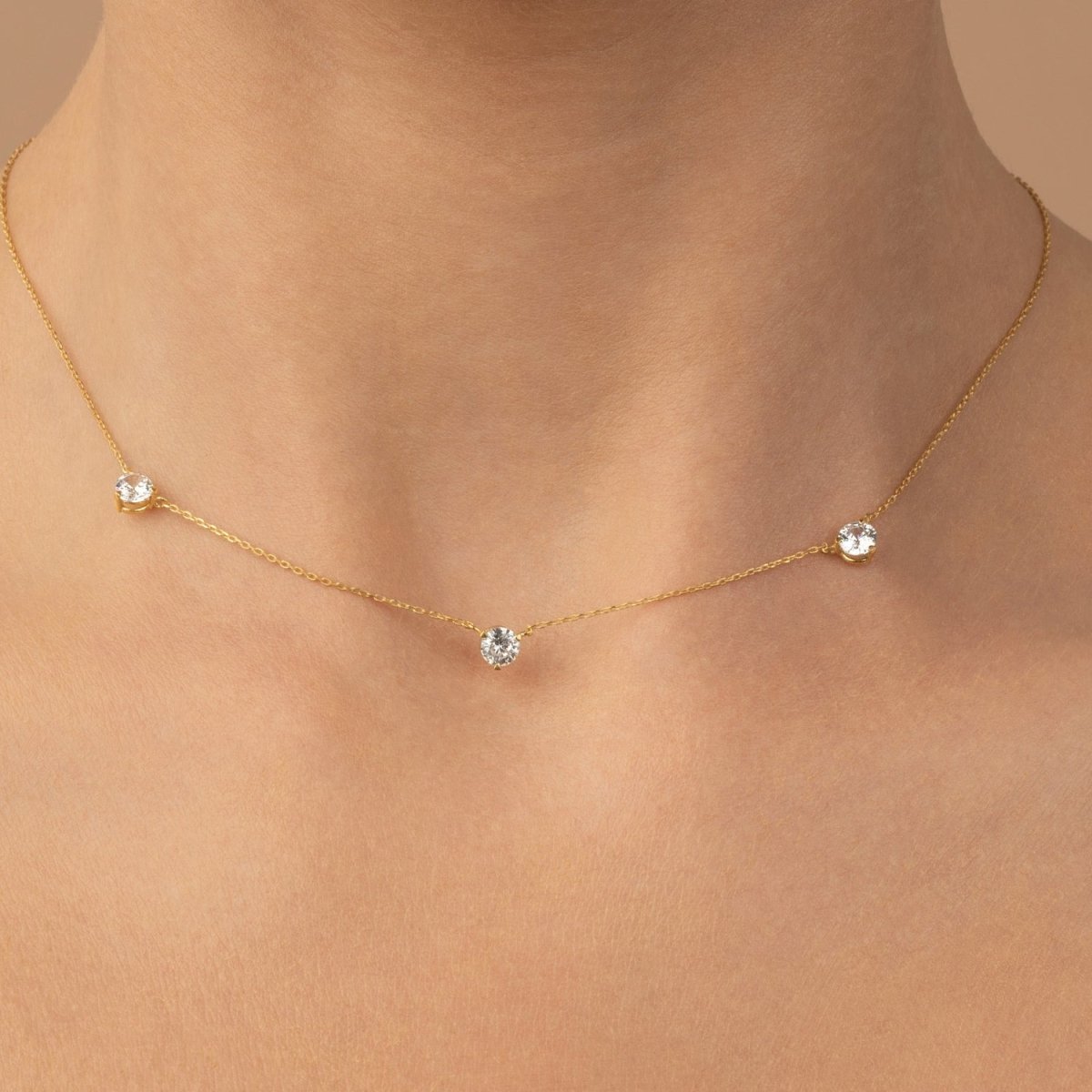 Gold Diamond Station Necklace II - Enea Studio